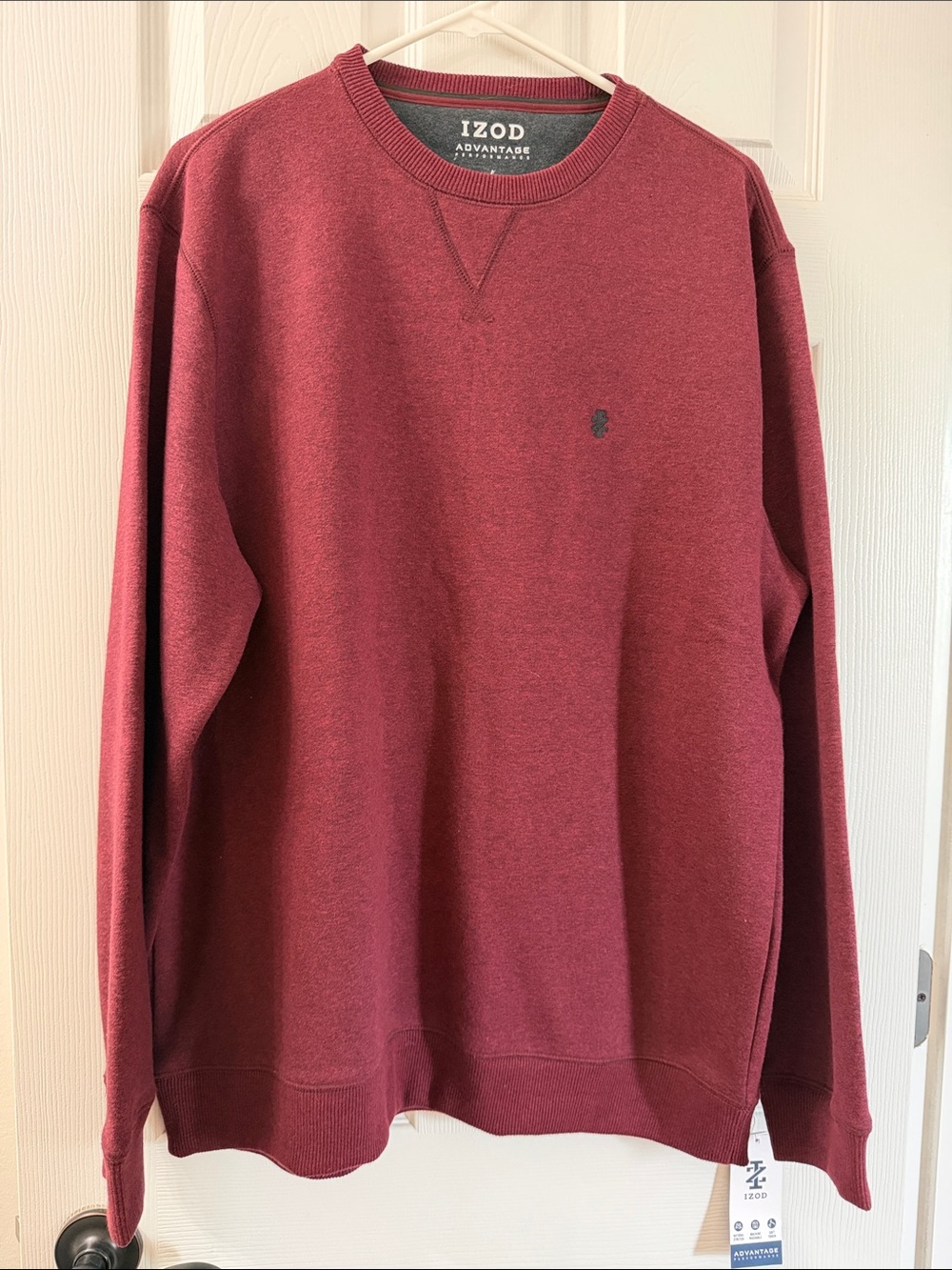 Izod Men's Maroon Crewneck Pullover Sweatshirt